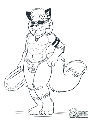 lifeguardedge.png Sketch commission for edge_fox of his character as a lifeguard. Marked mature for being rather well endowed.