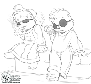 alvonsmokin.png Sketch commission for kantrawulf of Alvin and Simon being all rad and smoking cigarettes. Yeah bitch!