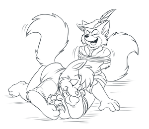 izzyrobintickle.png Piccy for Mitzu-niichan of his character tickling Robin Hood XP. Posting for those of you who like stuff like this =O.