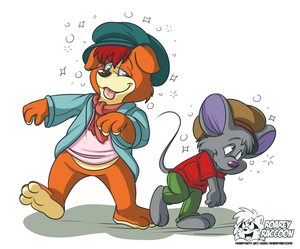 olilapsloshedcolour.png Commission for foxlover91 of two characters he likes, Oliver and Lapitch, being all rat-arsed XP.