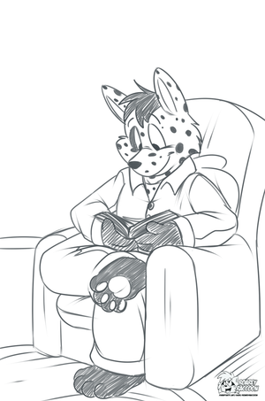 linglingreading.png Commission sketch for lingling209 on Inkbunny, featuring his character chilling out with a book.