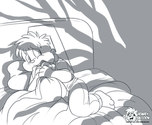 nightmarealvin.png Sketch commission for alvin11 of Alvin Seville waking up from a nightmare to find some creepy tree shadowy shit all over him.
