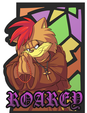 cfroareybadgeexample.png I will be opening commissions for badges like this one at some point, for Confuzzled 2013, which has a Medieval England theme. Stay tuned if you're interested, this one is here as an example. And yes, it's a joke, I'm not a religious person XP.
