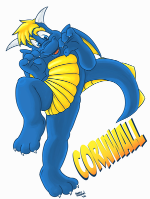 cornwall_full_small.jpg This here be a commission for ledgema , it's his big blue cutesy dragon character, Cornwall XP.