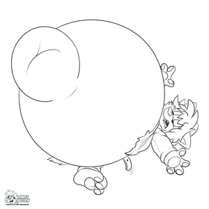 chriselfoxinflatedb.png Commission sketch for ravorklaw of chriselfox in some crazy inflation mishap XP.
