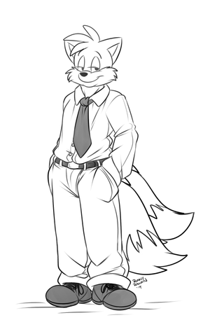smarttails.png Sketch commission for doctorpup of an older Tails in smart clothes XP.