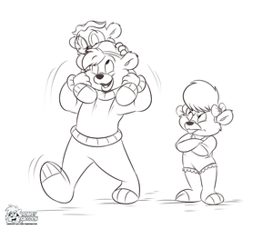 talespinpiggyback.png Sketch commission for anonymous of Kit from Talespin giving Oscar a ride, with Molly looking pissed XP.