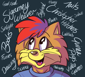 favethings.png To contrast my previous submission, another doodle listing some of my favourite things XP.