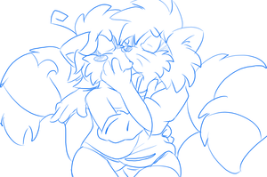 emerroarey.png I was originally going to do a quick sketch of Tails kissing Klonoa but damn that'd be generic. Instead I decided to doodle up two cute raccoons doing some gay smoochy stuff. This be Roarey with emerald-physics 's Spir@l XP.