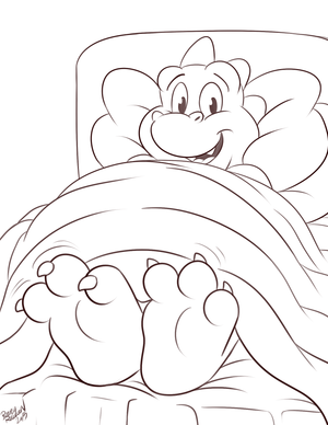 ordinbed.png Sketch commission for anonymous, featuring Ord from Dragon Tales XP.