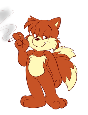 smoketails.png Saw that AoStH screenshot of Tails smoking again. Drew this. Won't even try to rationalize XP. I wonder how few faves this pic will get because there is a cigarette in it. BAD BAD ROAREY, CIGARETTES ARE EVIL YOU NASTY MAN.