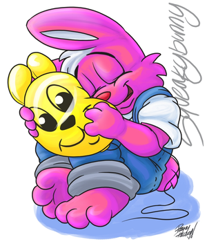 squeaky_roareyraccoon.jpg Here be squeakybunny squeezing a balloon XP.