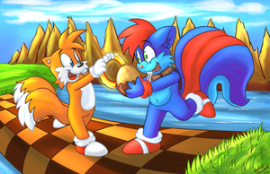 andytails.png A commission for andysquirrel . Was supposed to have no background but I was pleased enough with how Tails looked I decided to make a proper image out of it.