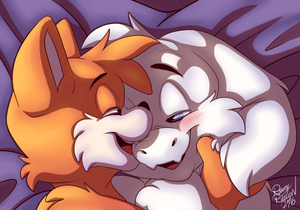 tailsnasribite.png Something else with Tails x Asriel, because I love them XP.