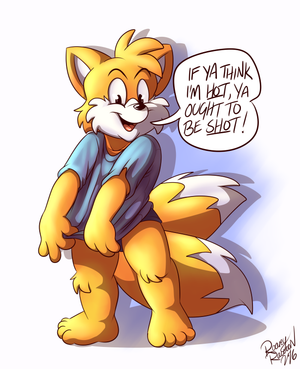 tails50s.png Properly coloured version of the image I linked to at the end of my most recent journal ( http://www.furaffinity.net/journal/7618025/ ). It amused me enough to finish it off. This is referenced from an old pin-up from the 1950's XP.