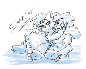 snackycuddle.png A sketch commission during last nights livestreaming. This be Roarey and meatsnack1 cuddling XP.