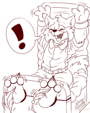 jakeraztkletbl.png Sketch commission for anon, featuring Jake\Razor from Swat Kats in a familiar situation, for my sillyarse art anyway XP.