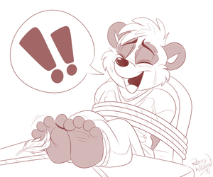 jamestickled.png Sketch commission for chaos99 of his panda character, James, in a familiar predicament XP. Shhh.
