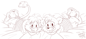 codykithgtd.png Sketch commission for anon, featuring Kit Cloudkicker from TaleSpin and Cody Calf from Wild West C.O.W.-Boys of Moo Mesa. Plus feets, plus tied up, haha.