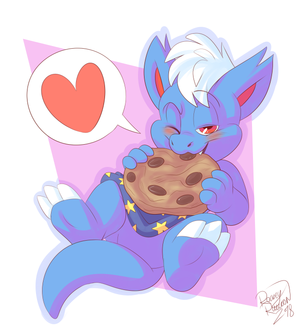 oriondragcookie.png Coloured sketch for orion89 of his dragon nomming on a giant example of baked confectionery XP.