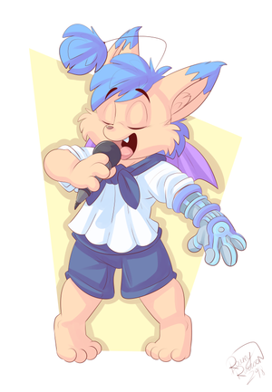 xiaosngdnce.png Flat colour commission (I always add free basic shading to flat colour commissions now) for a chap named Kaito of his moogle character, Xiao, being all flamboyant and stuff. It's been a long time since I drew a moogle, cute little things aren't they XP.