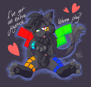 pyxletease.png Commission for someone named Pyxle, of their interesting character being a tad naughty XP.