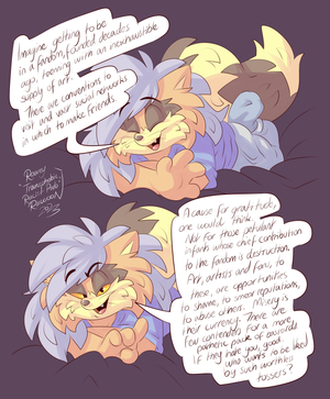 spoiled.png Been a while since I did one of these wall of text toon thingies XP. A point worth making, though, because there is no end to mobs of complete assholes inventing reasons for something fictional to be equated to a real crime and therefore those behind it are genuinely evil people. And these incredibly stupid twats think they're on a moral high horse for doing nothing but spreading misery wherever they go. Being a complete tit on the internet is the easiest thing to do, it doesn't involve making anything worth a damn and it is so cowardly in a moral and intellectual sense that it's truly mystifying to witness. I try to imagine what someone this pathetic looks like and I come up empty.