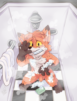 tomfoxshower.png And the dropping thereof. Commission for [iconname]Dreadnoughty96[/iconname], featuring a fox called Thomas from a game called [url=https://store.steampowered.com/app/1735700/Back_to_the_Dawn/]Back to the Dawn[/url]. He's in a prison shower cubicle :O.