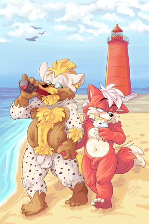 ronnjaybeach.png Commission for a pair of silly twats named Ronny and Jay XP.
