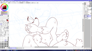 kissu6.png Thought it might be fun to share my process for drawing my stupid shit. You'll find the main line stages here in reverse order. I start with a rough pile of crap, then I draw a more detailed rough layer to get some of the basics down. After that I look at proportions and see if anything should be added or removed. Once I'm relatively satisfied that it doesn't look like complete ass, I move the pic around, magnifying and rotating, and adjust the canvas dimensions, so I can frame the sketch to look more interesting in composition. Then I draw a new, more detailed layer on top of the adjusted sketch, where I change a few things if I spot something that looks awful that I didn't notice before. Finally, I do the proper linework. I'll be doing a proper colour job on this one, so that will be showing up in my gallery in the near future XP.