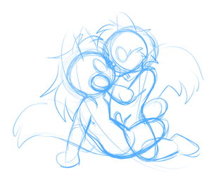 kissu1.png Thought it might be fun to share my process for drawing my stupid shit. You'll find the main line stages here in reverse order. I start with a rough pile of crap, then I draw a more detailed rough layer to get some of the basics down. After that I look at proportions and see if anything should be added or removed. Once I'm relatively satisfied that it doesn't look like complete ass, I move the pic around, magnifying and rotating, and adjust the canvas dimensions, so I can frame the sketch to look more interesting in composition. Then I draw a new, more detailed layer on top of the adjusted sketch, where I change a few things if I spot something that looks awful that I didn't notice before. Finally, I do the proper linework. I'll be doing a proper colour job on this one, so that will be showing up in my gallery in the near future XP.