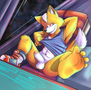 flirtymcloud.png Coloured version of my earlier Fox McCloud sketch XP. Put a bit of effort into this one because I love you.