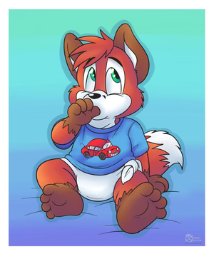  Commission for abdl86 featuring his character, Foxy, sitting around and all that XP.
