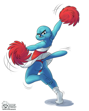 cheerleadergumball.png Sketch commission for rick2tails which I thought was particularly amusing, so I quickly threw colour on it XP. SHINY ARSE.