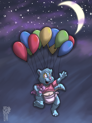  Commission for lil-spicy of his character floating about at night XP.