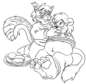 gewwforced.png Commission sketch for saul done via livestream. I'm an asshole so I can't remember who the other dude was, the one who looks like a cross between a lynx and a snow leopard XP. But yeah, wutev.