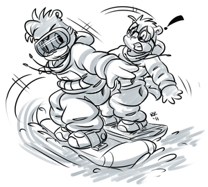 snowboardmunks.png Commission for alvin1_1 , who loves Alvin and Simon, apparently. Anyway, here they are snowboarding and stuff. Whee!