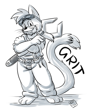 gritsketch.png Commission sketch for armoured-lemming of his character, Grit =O. Big chuffing tail!