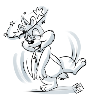 candybonk.png A sketch commission for foxlover91 of Candy chipmunk from the Slappy short on Animaniacs after being smashed in the head =O.