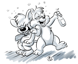 drunkards.png Sketch commission for foxlover91 of Elmo mouse and Candy chipmunk being all rat-arsed.