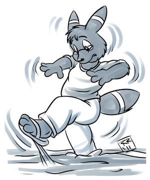 chazstuck.png Sketch commission for chaz-fox of his Umbreon character stuck in some goo stuff XP.