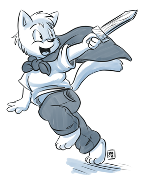 dcub.png Sketch commission for gamepopper of his character, D, as a cub XP.