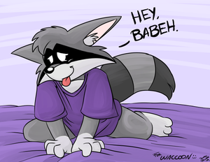 wacc.png I've been doing a fair few pictures of critters lounging about on beds lately and then I came across this comic strip by waccoon : http://www.furaffinity.net/view/2477949 I just had to draw his character in that T-Shirt =O. I was also like completely out of ideas so I made it a bit generic. Sorry Wac =(.