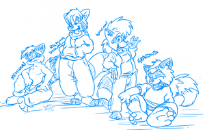 coongroup1.png Since quite a few people have asked me to draw their raccoon characters (see related journal), I figured having them all in one giant picture would be a bit too big, so I'm posting them in chunks instead. Here's the first part.