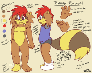 roareyref.png Never done a ref of my own character before, funnily enough. So I threw together this scruffy thing in SAI. Job done XP. Draw him!