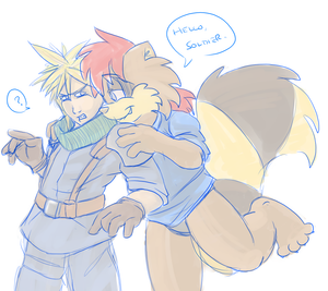 cloud_roarey.png Really lazy sketch this, but I don't often draw humans (practically never) and it has Cloud motherfucking Strife in it. So yay.